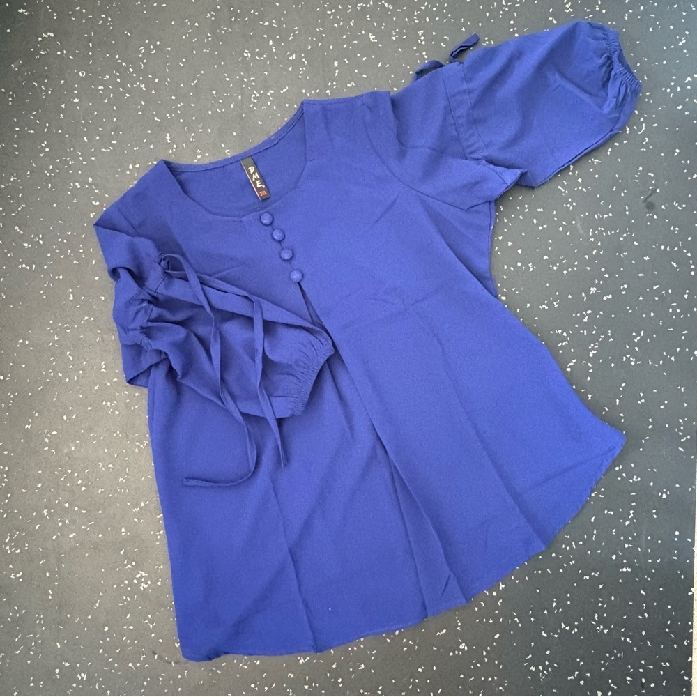 Blue Button-Up Blouse